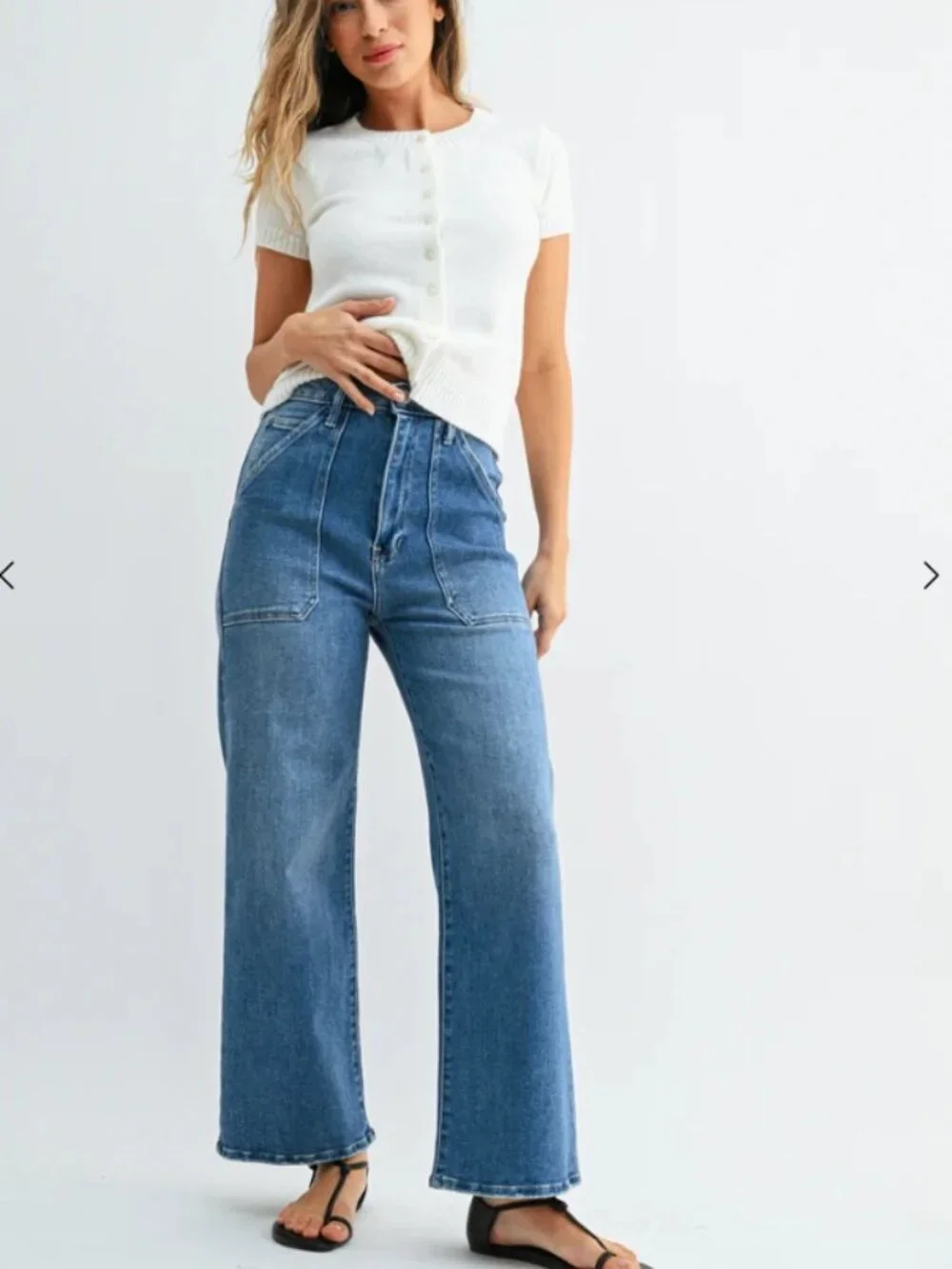 Like New! JUST DENIM The Patch Pocket Wide Leg Medium Blue Size 25